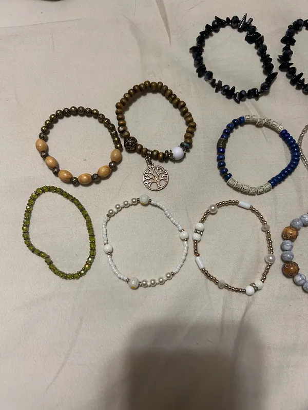 10 Piece Boho Stretch Bracelet Lot | Beaded Costume Jewelry Bundle | Handmade Style - Image 3