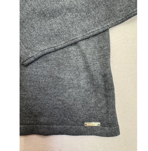 T Tahari Womens Mock Neck Sweater Top Size S Dark Grey Soft Knit Metallic Logo - Image 6