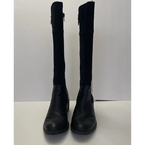 B. O. C. Born Austell Black Suede‎ Leather Tall Riding Boots Zipper Size 6.5 M - Image 2