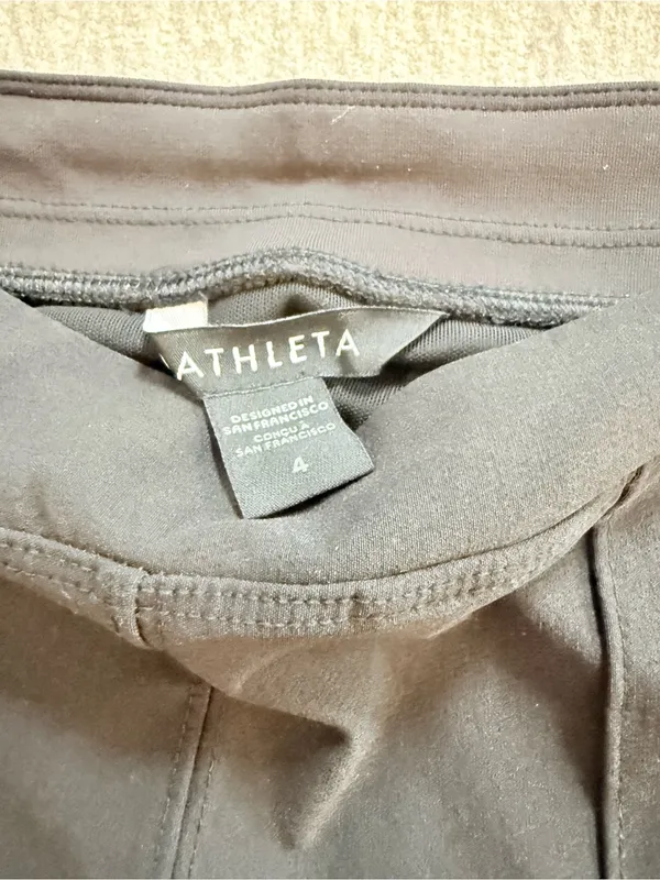Athleta Black Pull On Straight Leg Pants Size 4 Pintuck Side Stripe Stretch - Image 3