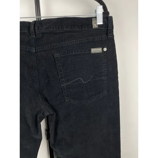7 For All Mankind Black Roxanne Corduroy Mid Rise‎ Jeans Size 32 - Image 3