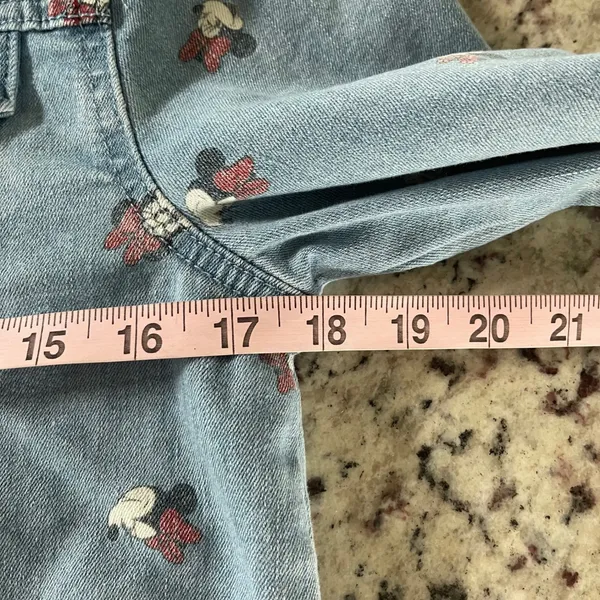 Disney Minnie Mouse Denim Jacket Womens XS Blue‎ Light Wash Disneycore Trucker - Image 6