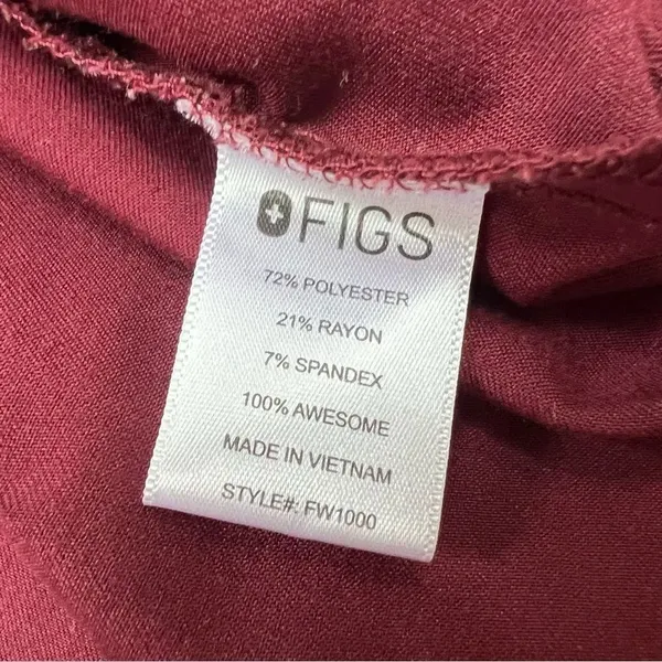 FIGS Catarina One-Pocket Scrub Top Burgundy Size Small - Image 10