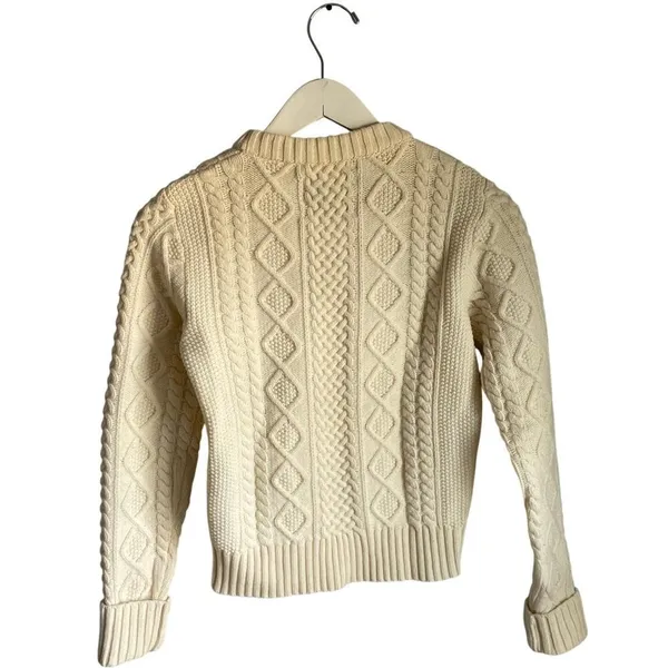 Mauro Grifoni Cream 100% Merino Wool Cableknit Fisherman Heritage Sweater size 6 - Image 2