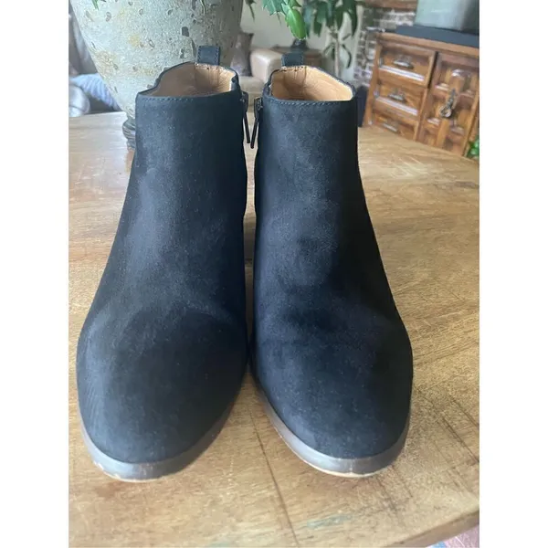 J Crew Womens Sawyer Black Suede Side Zip Booties Ankle Boots Size - Image 2