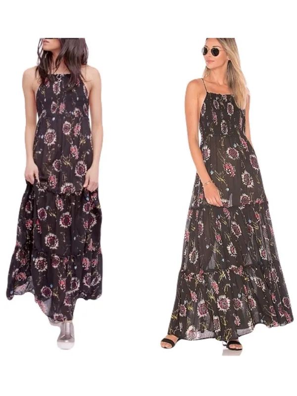 Intimately Free People Black Floral ‘Garden Party’ Smocked Maxi Dress, Size M - Image 6