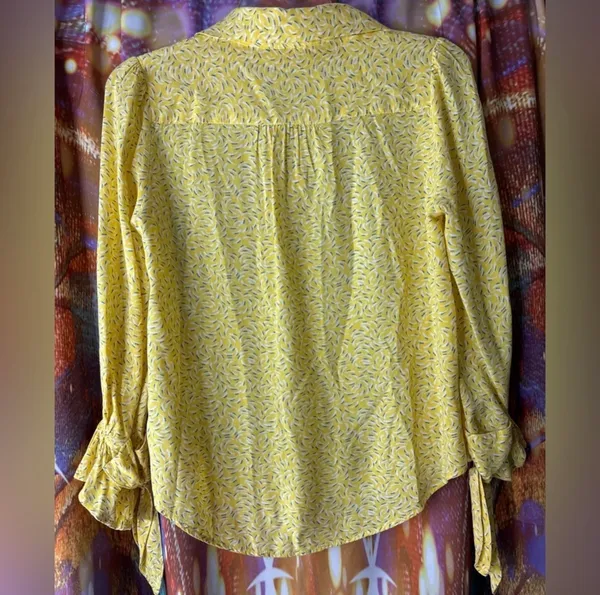 Maeve Yellow Collared Button-Down Tie Cuff Long Sleeve Blouse✨ - Image 8
