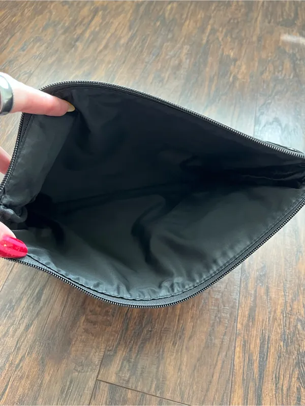 Beis Faux Leather Zip Top Cosmetic Pouch Bag Black 12x9 - Image 5