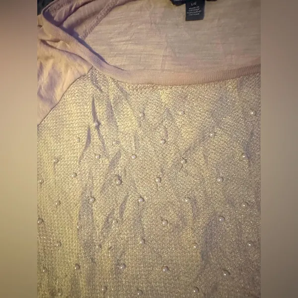 American Eagle pearl embellished pink crop top, size L - Image 3