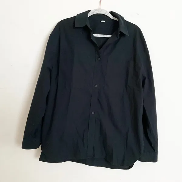 Alo Yoga Cotton Real Deal Button Up Long Sleeve Black M - Image 2