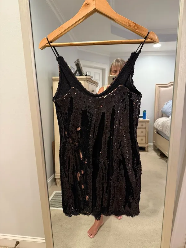Intimately Free People Sequined Slip Mini Dress Black - Image 4