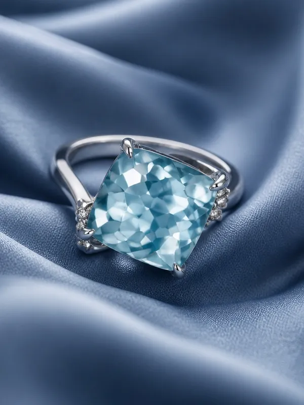 Gorgeous Stainless Steel Silver w/ Gorgeous Frosted Blue/W Color Gemstone Size 8 - Image 3