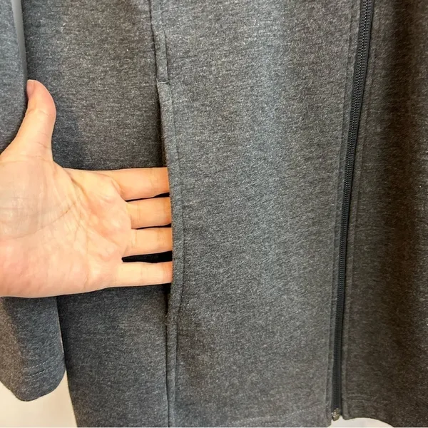 Lands End Soft Shell Hooded Grey Zip Up Fleece Lined Jacket Size XS - Image 10