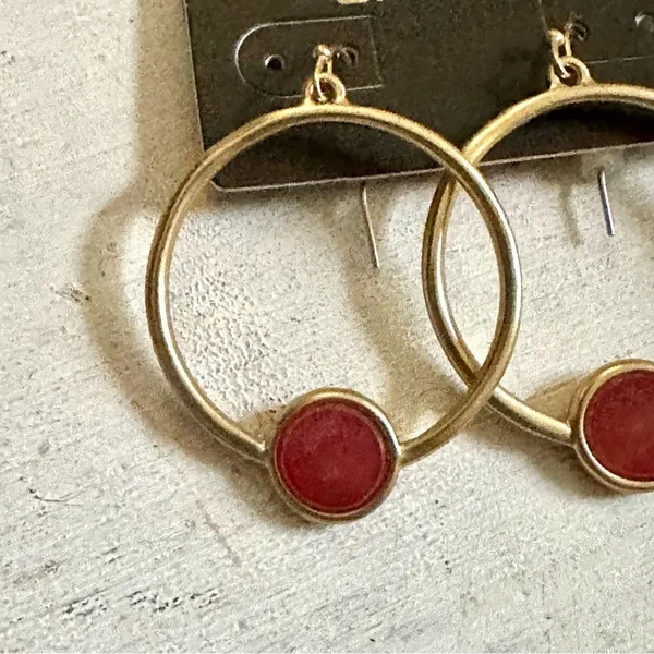Chico’s Brooklyn gold tone and red earrings - Image 2