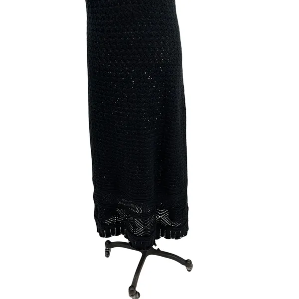J. Crew Limited Edition Crochet‎ Maxi Sweater Dress Black Size Large - Image 10