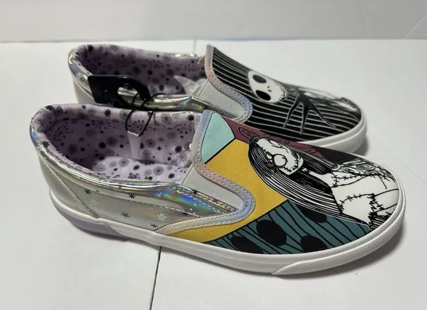 Nightmare Before Christmas Jack and Sally Slip On Sneakers 7 1/2 - Image 3