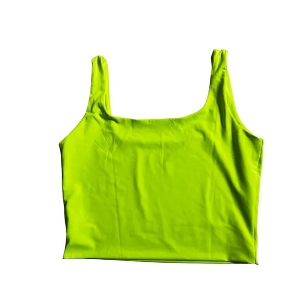 Solid Neon Green Crop Halter Top size S Black - Image 3
