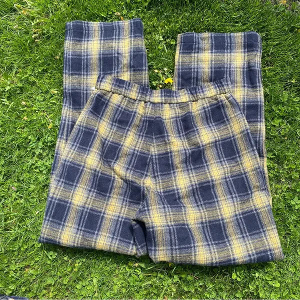 Heavy Navy Blue Plaid Pants Size L - Image 3