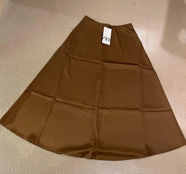 Zara A-line Midi Satin Skirt Size XS - Image 3