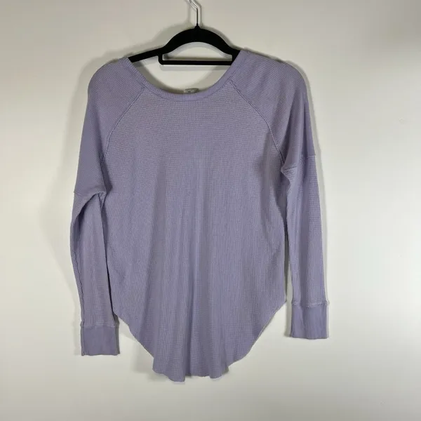 Aritzia TNA Size XXS Alder Thermal Waffle Knit Long Sleeve‎ Lilac Purple Casual - Image 10
