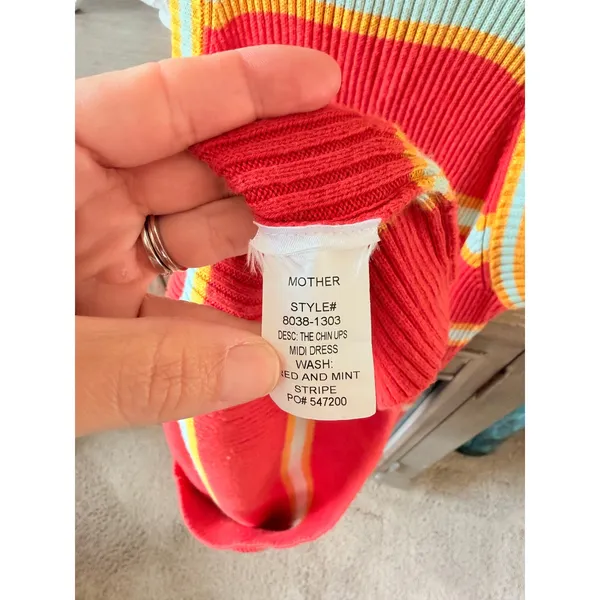 MOTHER The Chins Up Sleeveless Dress Women Red Mint Stripe XS - Image 5
