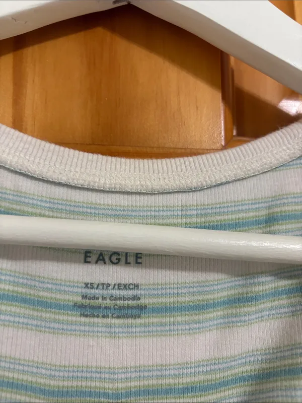 American Eagle Size XS Blue Ribbed Striped Tank Top - Image 2