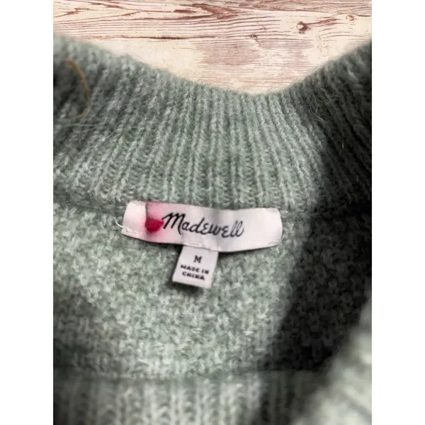 Madewell Alpaca Wool Blend Sweater Women's Size Medium Green Soft Warm - Image 3