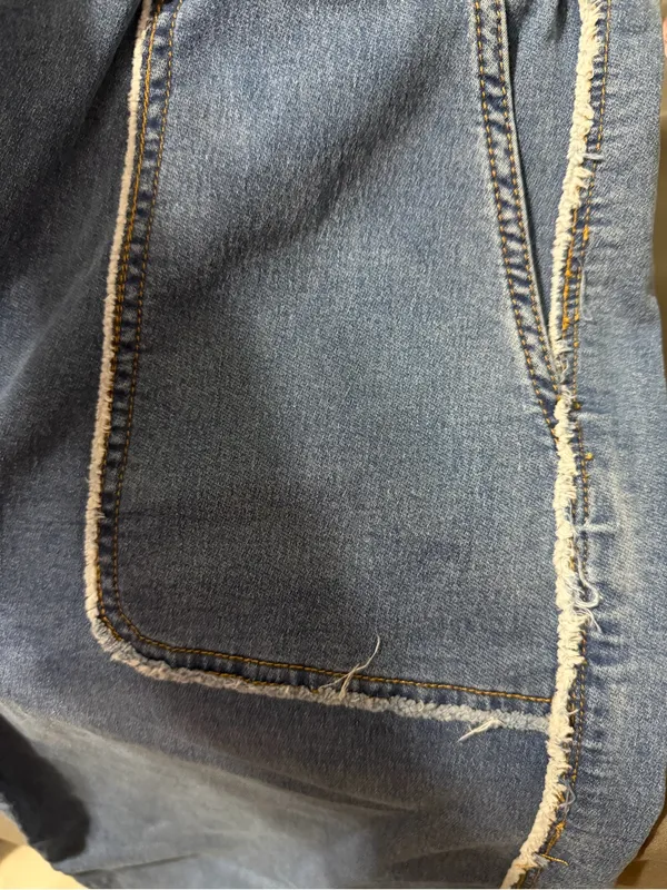Tractr Wide Leg Denim Pull-On jeans rayed detail big pockets medium boho grunge‎ - Image 2