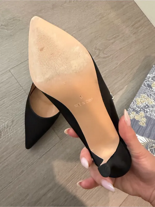 Black Crystal-Embellished Pointed Mules - Image 4