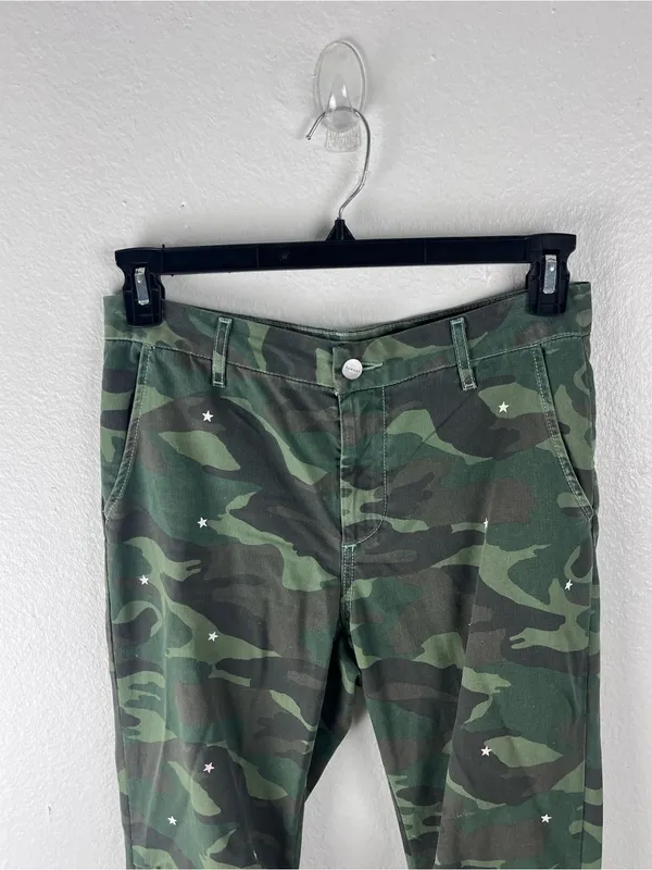 SUNDRY No. 95 Green Camo Stars Joggers Size 27 Casual Glamping Boho Hunting - Image 12
