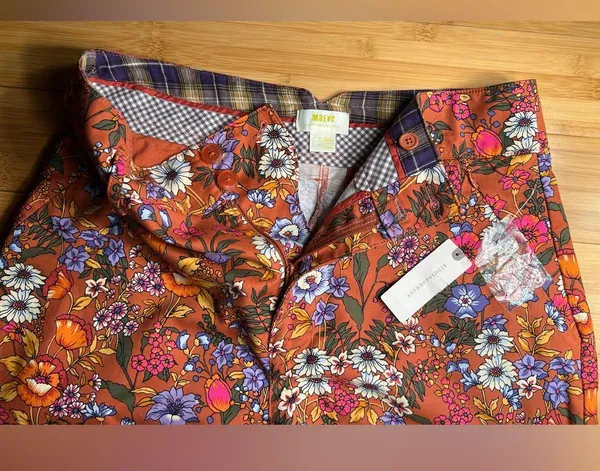 Anthropologie Maeve Floral Flower Power Wide Leg High Waist Crop Pants|Size:14 - Image 8
