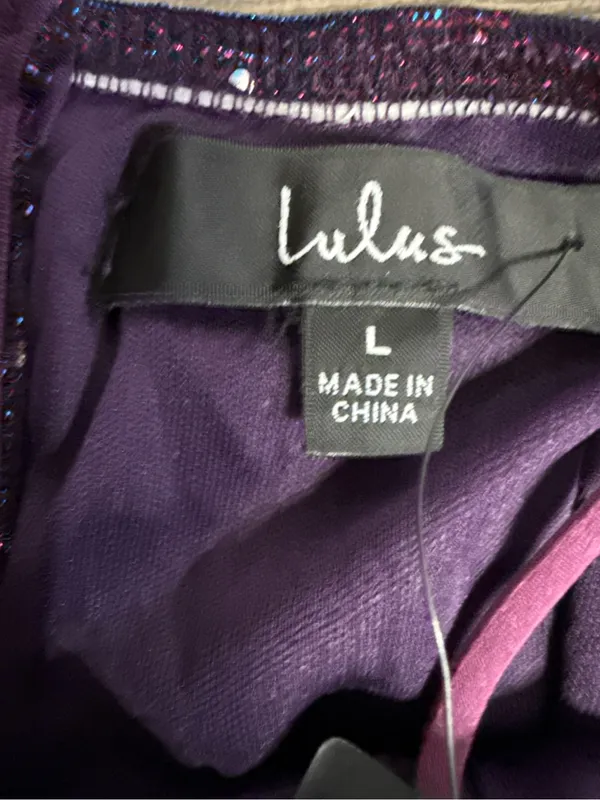 Lulus Purple Metallic Rhinestone Bodycon Mini Dress Size L NWT - Image 6