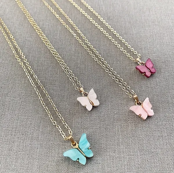 White Butterfly Necklace 14k Gold - Image 5