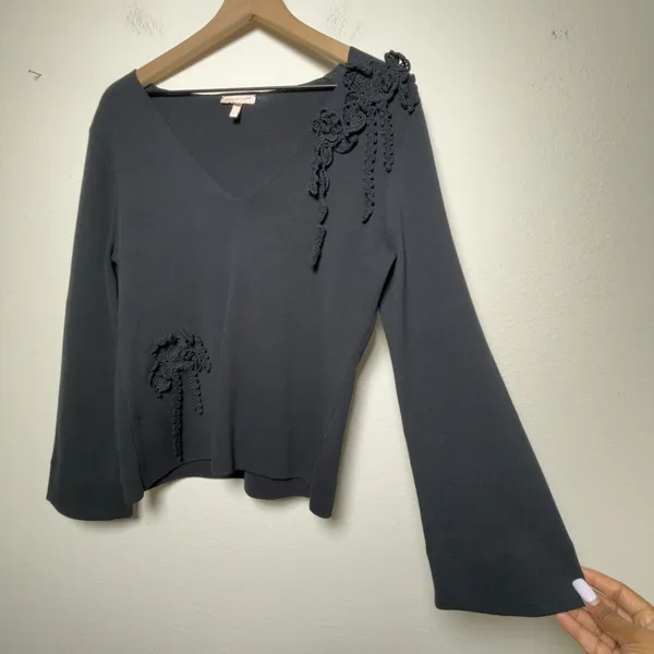 Rebecca Taylor Women 100% Cotton Fairy Grungr Whimsigoth Flare Knit Sweater‎ Top - Image 11