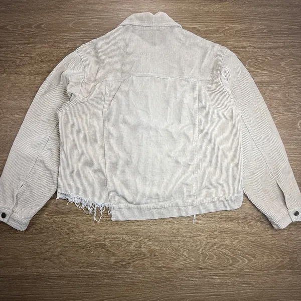 POL Corduroy Trucker Jacket Women's M Cream Raw Hem Cropped Boho Western - Image 9