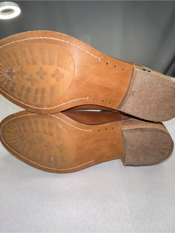 Sam Edelman Palmer Tan Leather Buckle Strap Ankle Boots Side Cutout 7.5M - Image 10