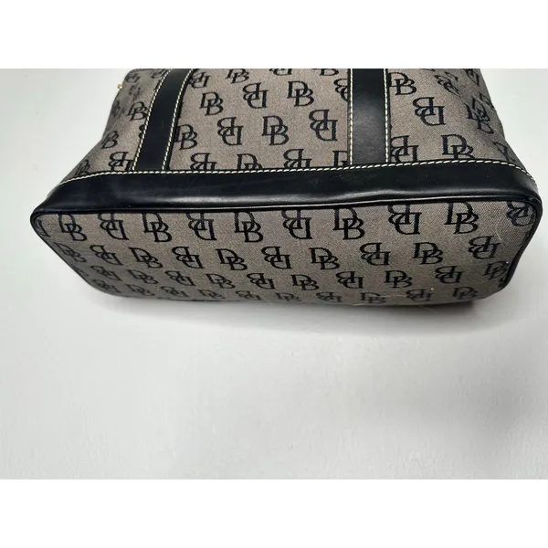 DOONEY & BOURKE Black Gray DB Monogram Buckle Flap Top Shoulder Large Tote Bag - Image 4