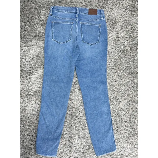 Madewell Women’s Blue Jeans 10” High Rise Skinny Raw Hem Stretch Distressed 29 - Image 3