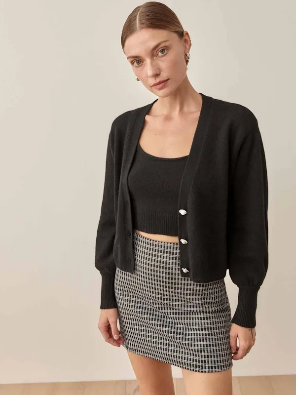 REFORMATION Varenne Cashmere Embellished Cardigan Sweater Top - Image 2