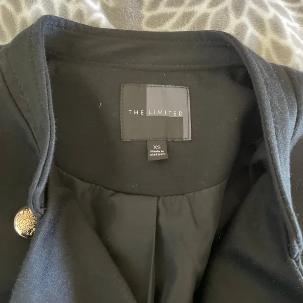 The Limited Black Military Blazer sz XS Jacket Office Chic Preppy Dark‎ Academia - Image 2
