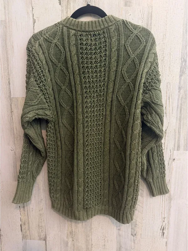 Vintage 90s Littlewood Green Cable Knit Sweater Women’s M Olive Fisherman - Image 7