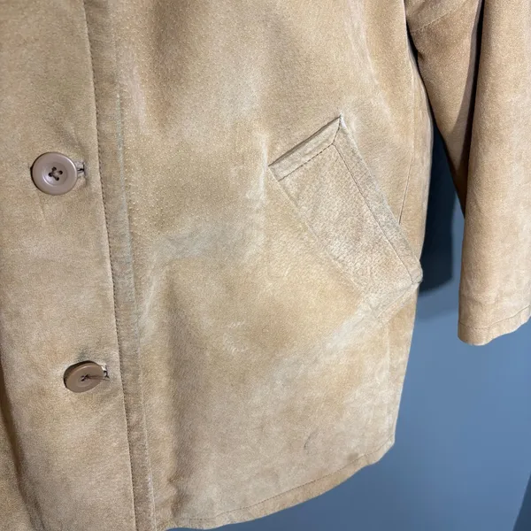 Jaclyn Smith Vintage 90's Heavy Suede Chore Jacket - Women's Plus Size 1X - Tan - Image 3