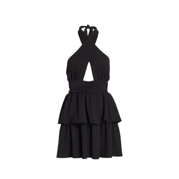 AMANDA UPRICHARD Darby Halter Mini Dress, Black, XS - Image 6
