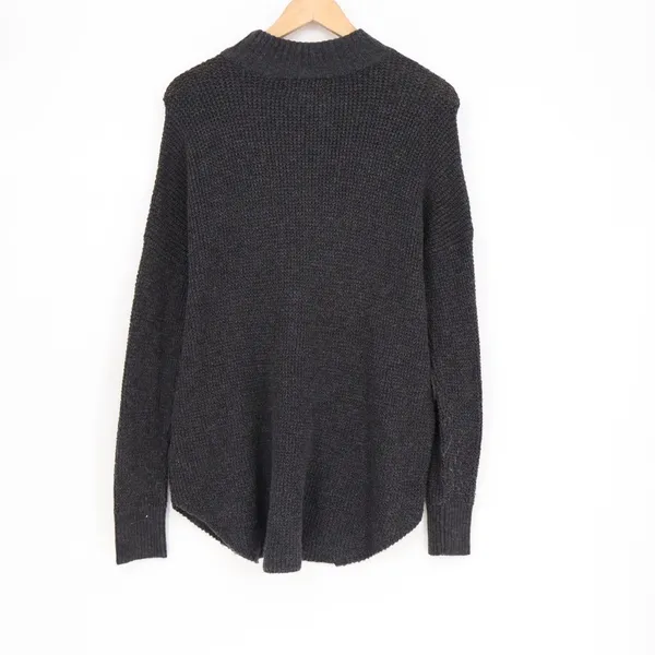 American Eagle Outfitters Sweater Women Medium Gray Ribbed Knit Mock Neck Winter - Image 4