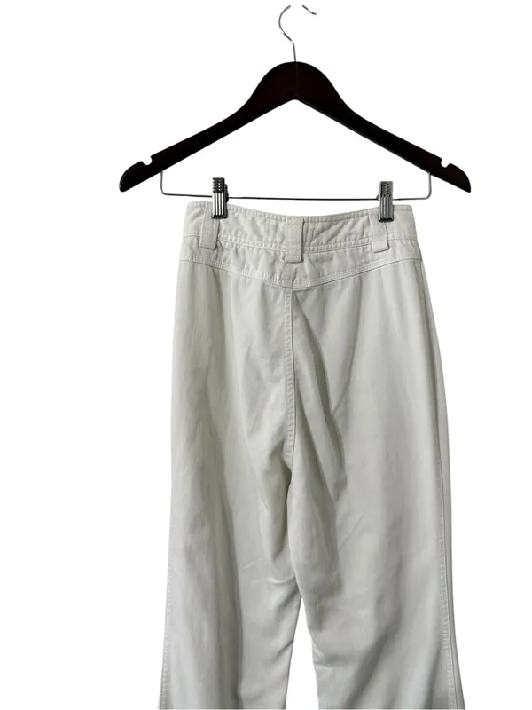 ALICE + OLIVIA High Rise Off-White Flare Wide Leg Cotton Pants Trousers - Image 5
