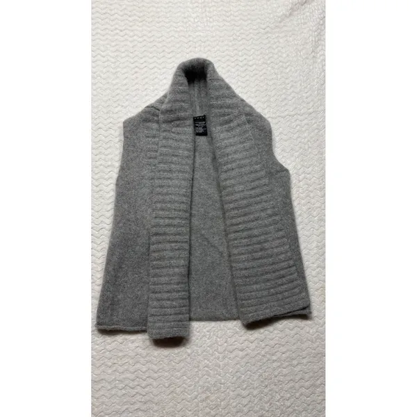 Theory Womens 100% Cashmere Open Front Shawl Collar Vest Heather Gray P 60878716 - Image 2