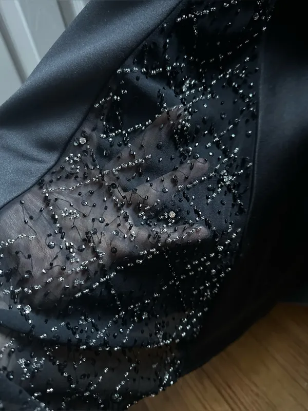 DESTINATION BY MON CHERI Beaded Halter Black Prom Gown Sz 8 - Image 9