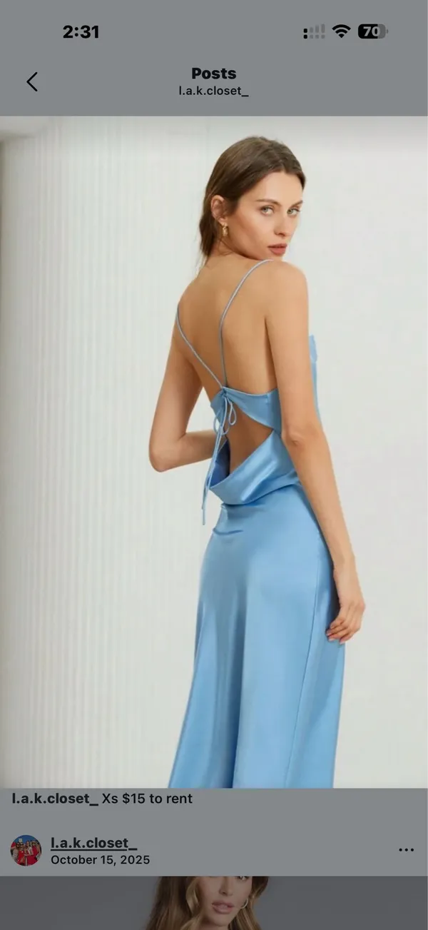 Light Blue Slip Dress Size XS - Image 2
