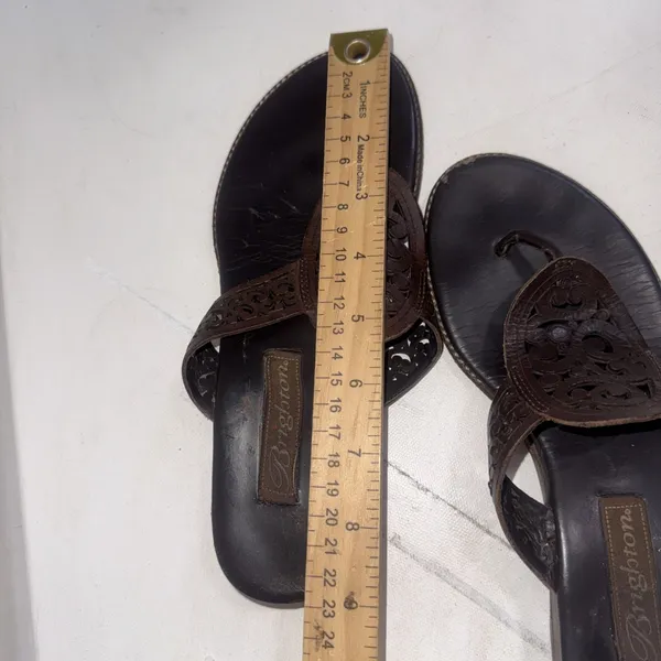 Vintage Y2K Brighton Cedar Leather Heart Flip Flop Sandals Shoes Brazil Sz 6.5 - Image 5