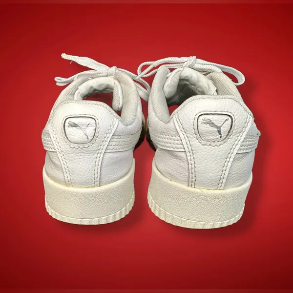 PUMA Carina Classic White Leather Low Top Sneakers Tennis Shoes Sz 9 - Image 4